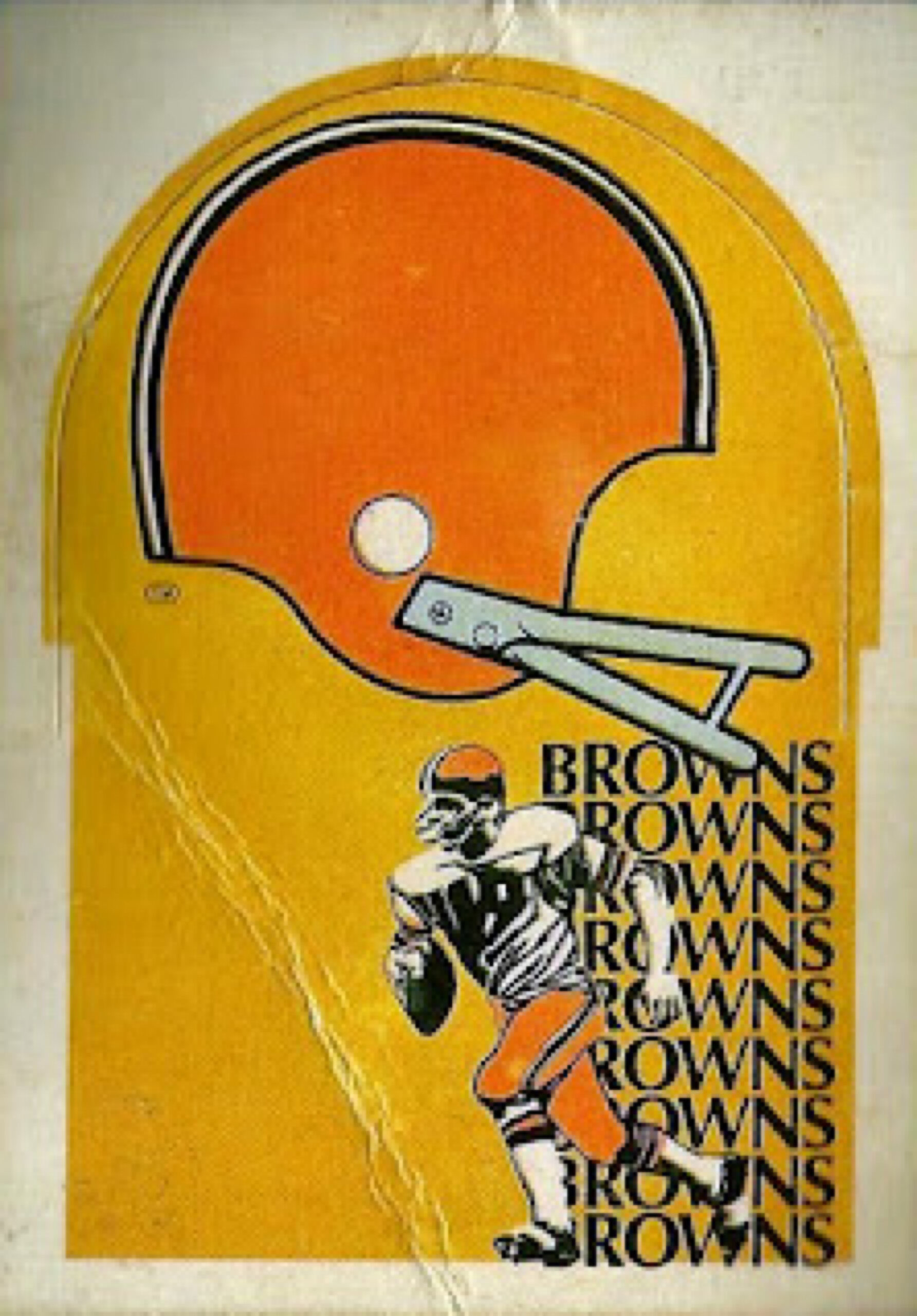 Orange Football Helmet and Browns-Themed Graphic Wall Art