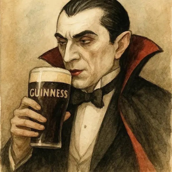 Vampire Portrait with Guinness Stout Illustration