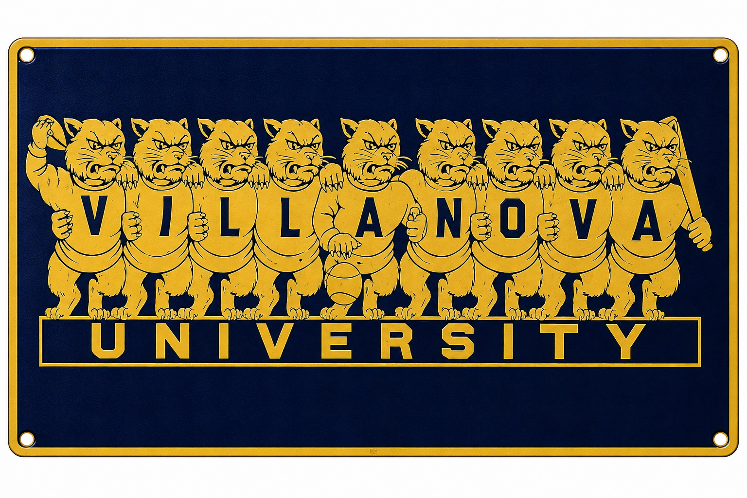Villanova University Wildcat Design Navy and Gold Wall Sign