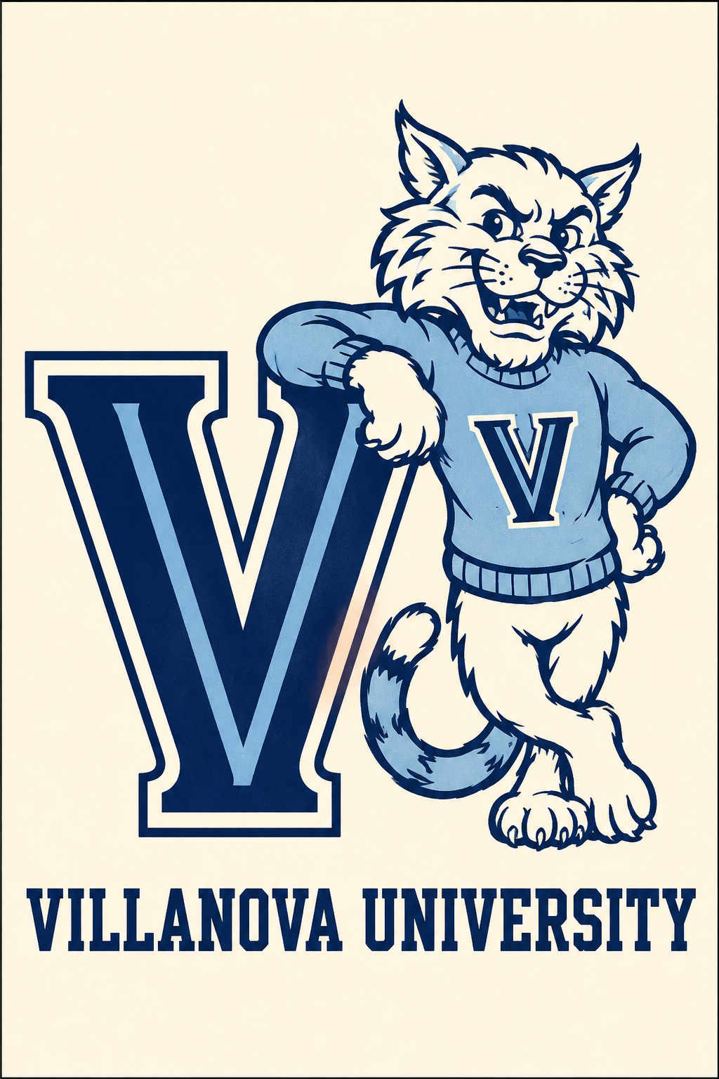 Villanova University Wildcat V Printed Wall Art