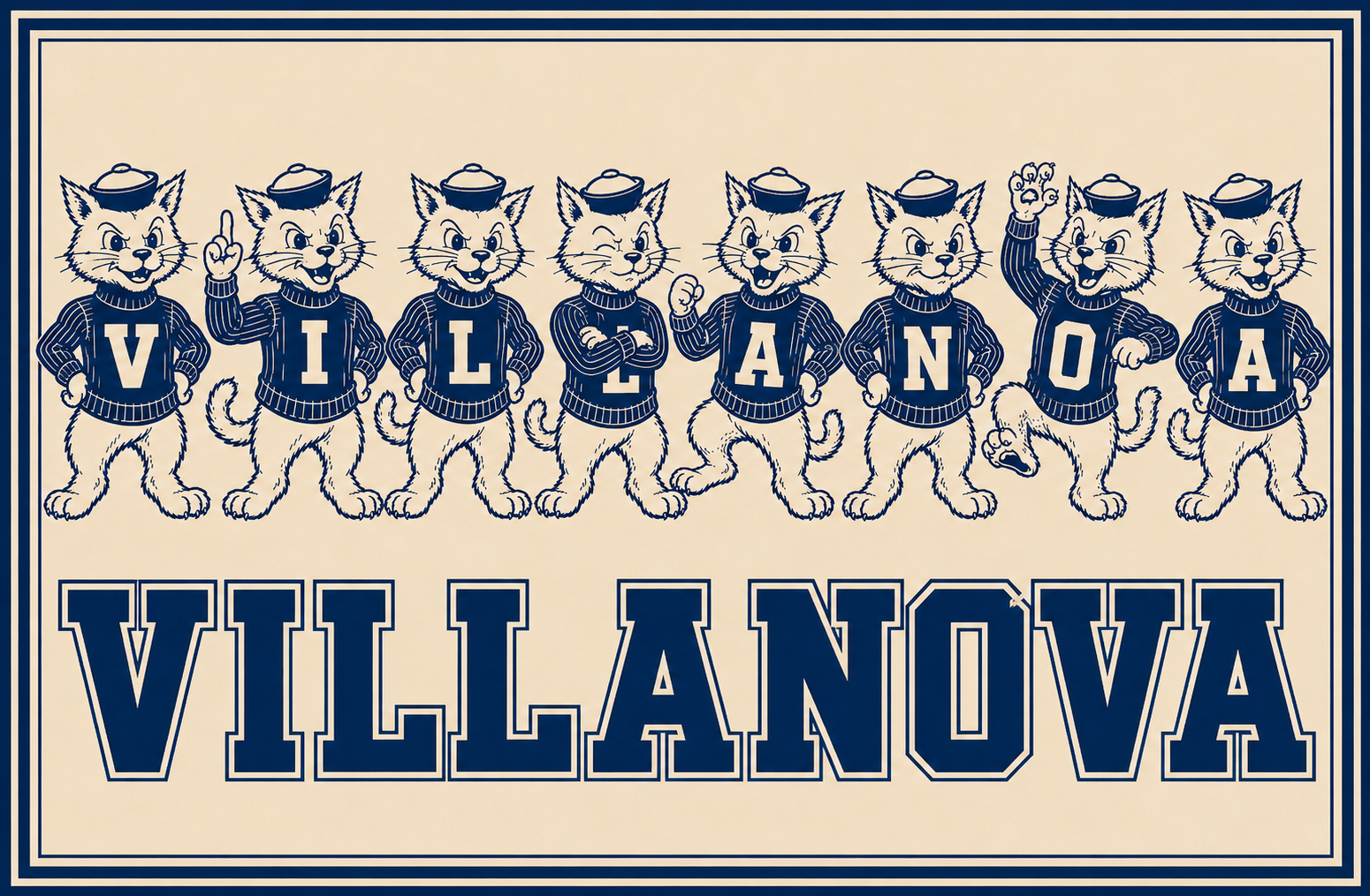 Villanova Wildcats-Inspired Cat Typography Wall Art