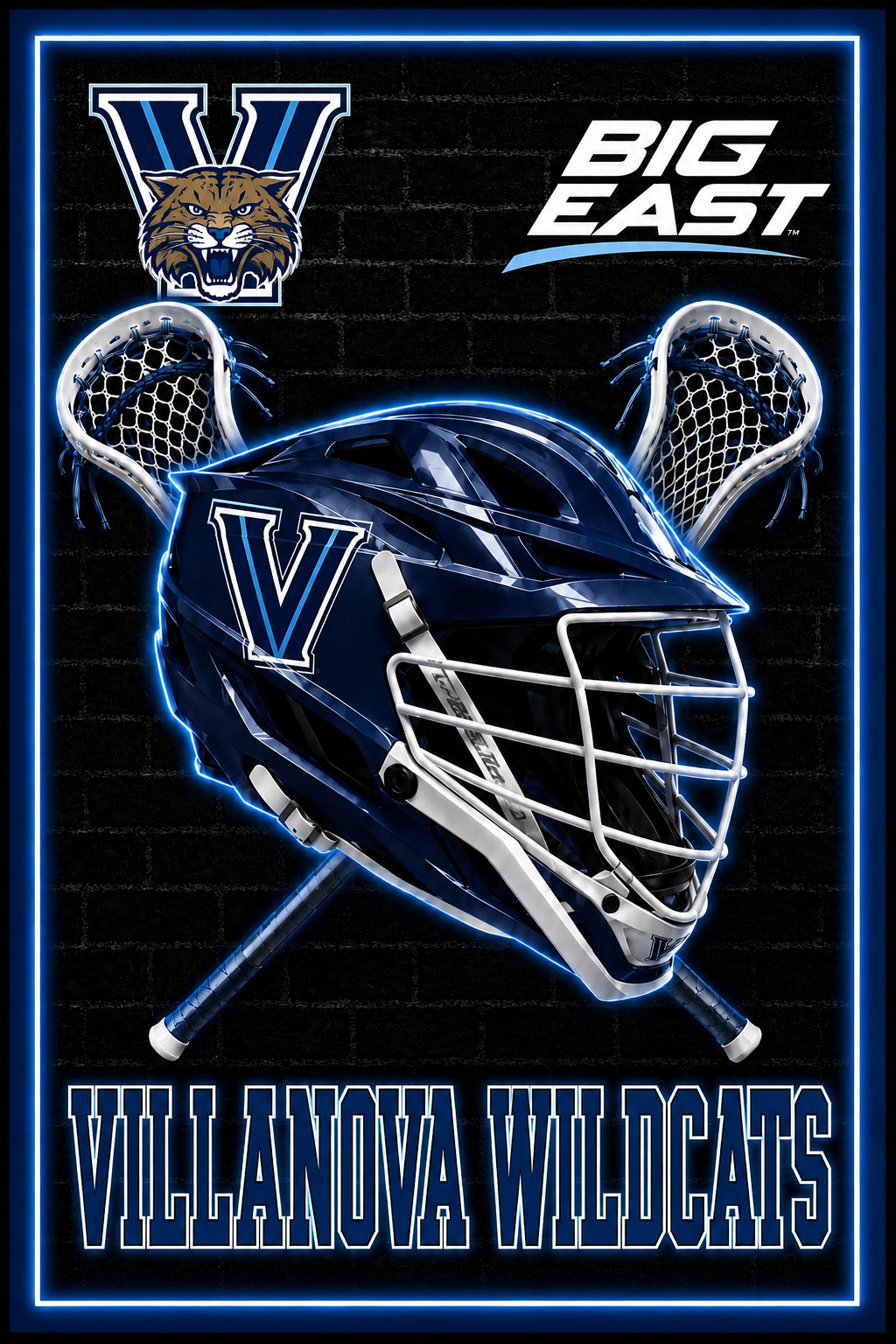 Villanova Wildcats Lacrosse Helmet Wall Art