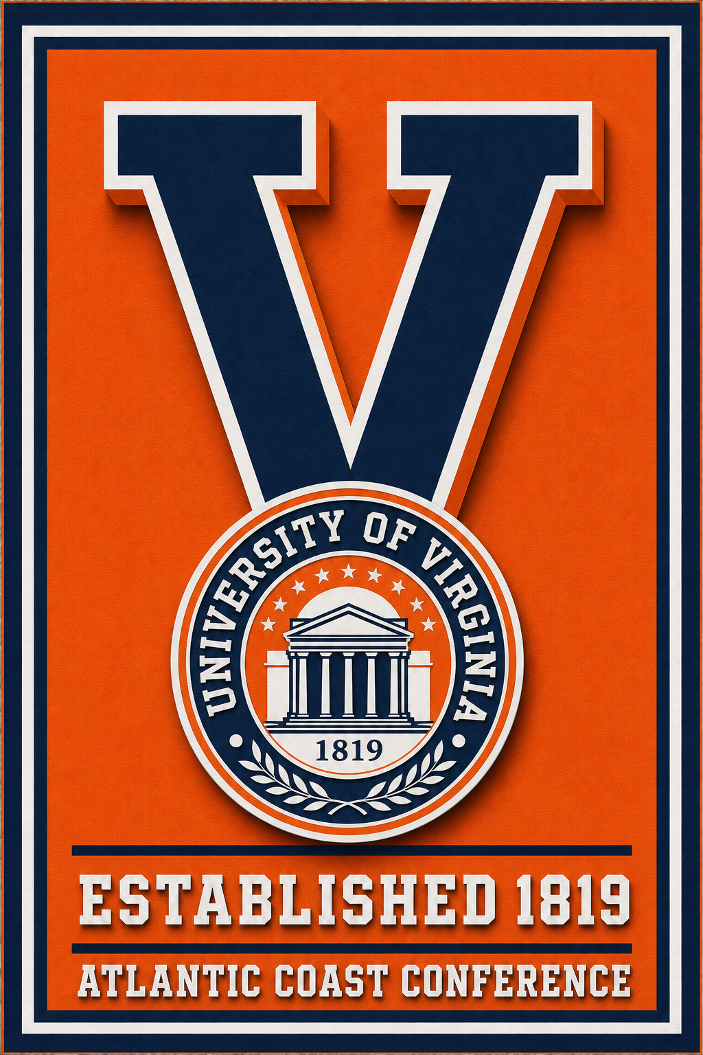 University of Virginia V Orange and Navy Collegiate Wall Art