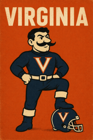 Virginia Football Mascot Vintage-Style Wall Art Print