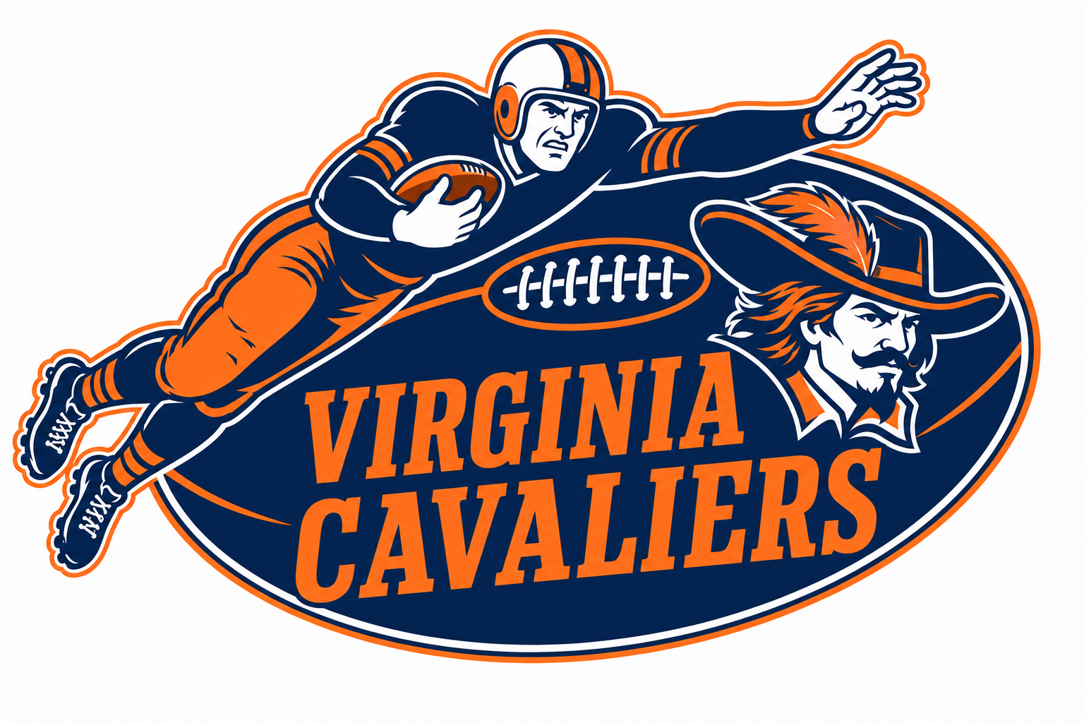 Virginia Cavaliers Football Player and Cavalier Graphic