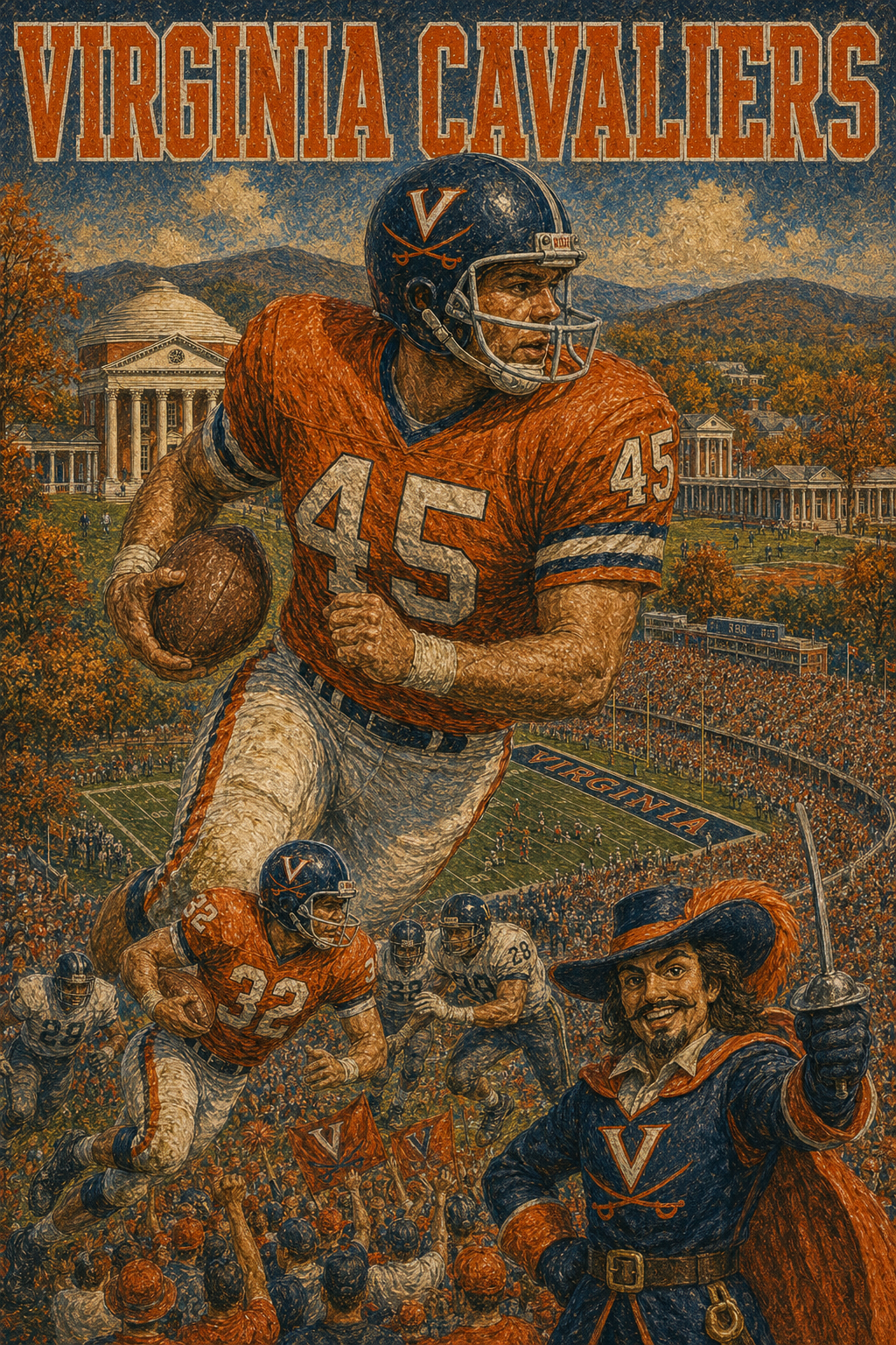 Virginia Cavaliers Vintage-Style Football Wall Art