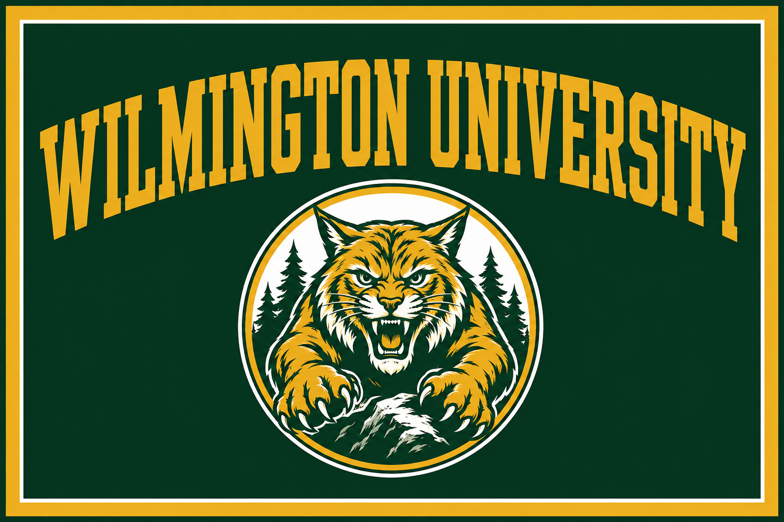 Wilmington University Bobcat Green and Gold Wall Art