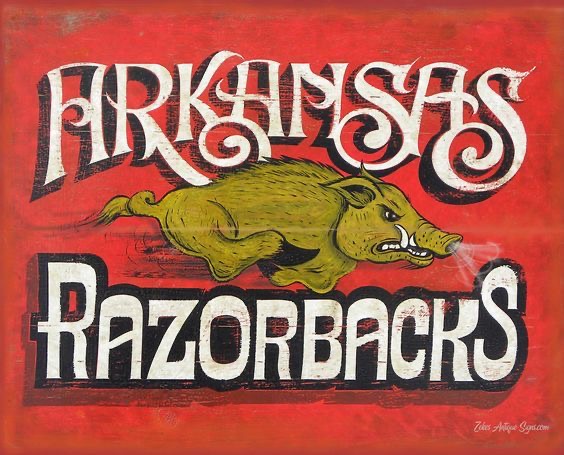 Arkansas Razorbacks Wild Hog Typography Wall Art