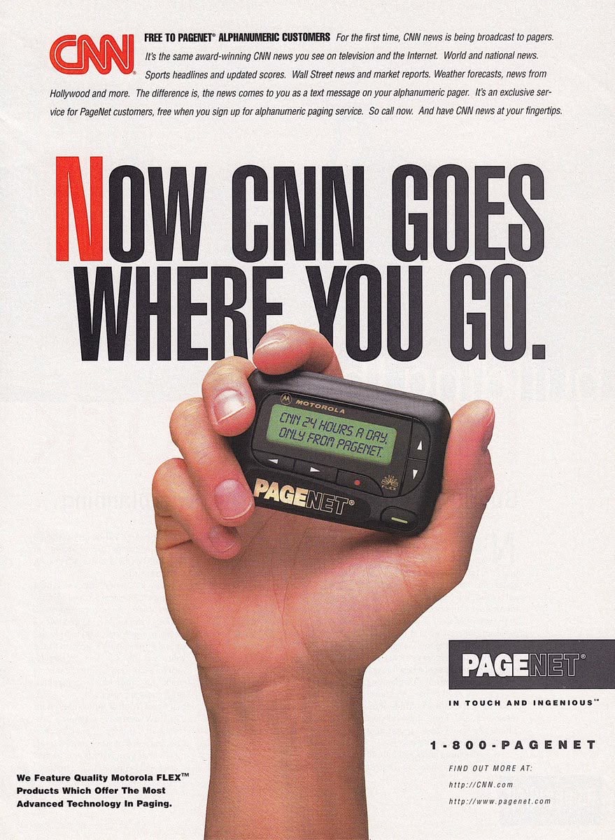 CNN PageNet Motorola Pager Advertising Print