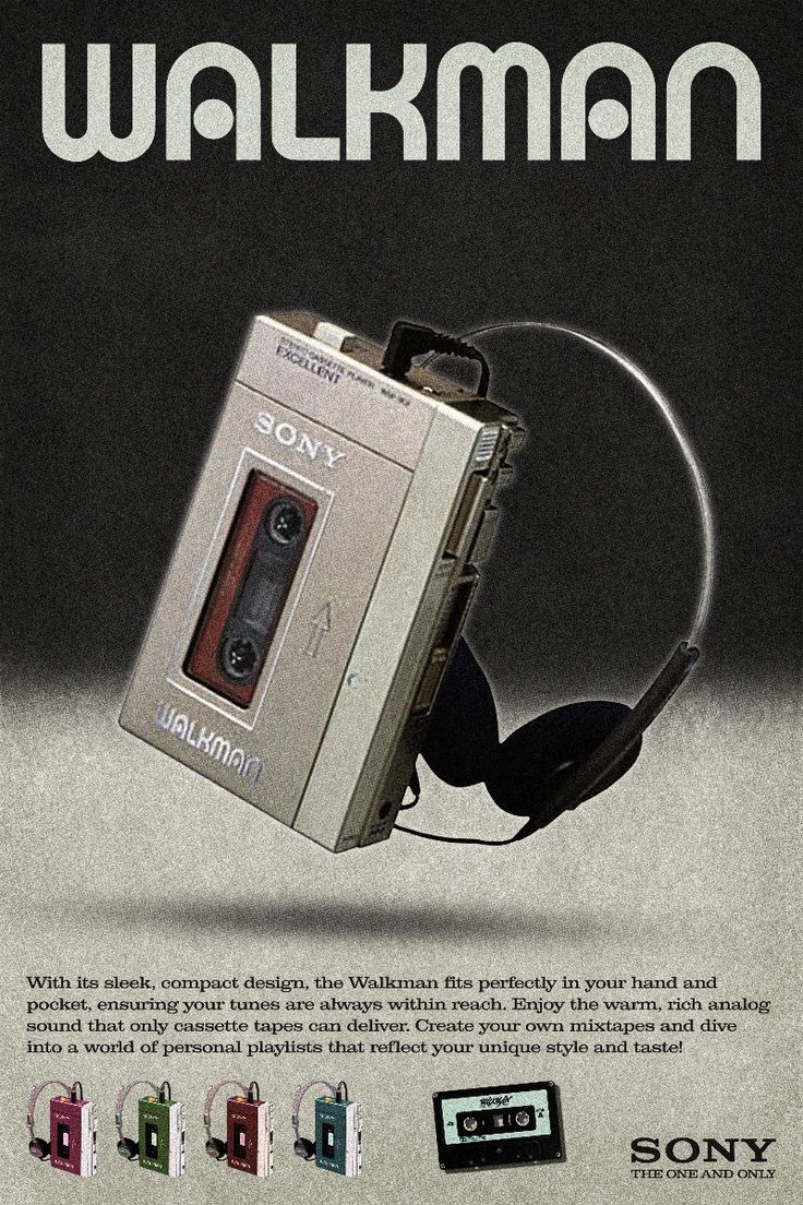 Retro Walkman Cassette Player and Headphones Wall Art