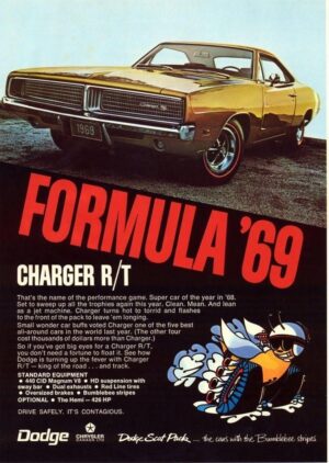 1969 Dodge Charger R/T Formula '69 Automotive Poster