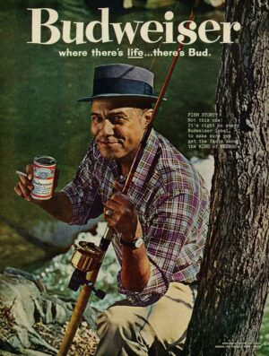 Budweiser Fisherman Vintage-Style Advertising Poster