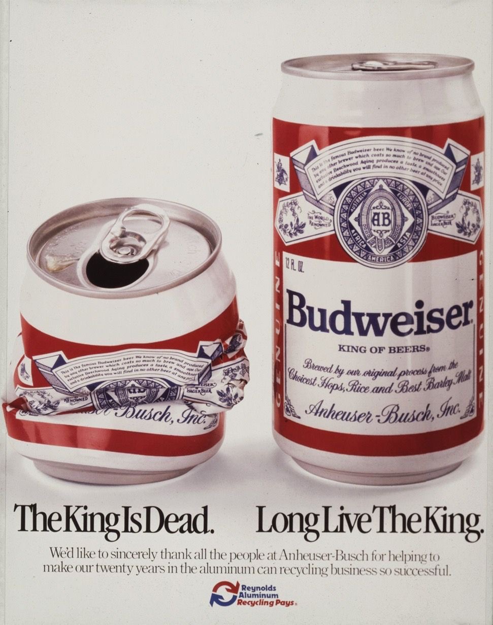Budweiser Aluminum Can Recycling Advertisement Poster