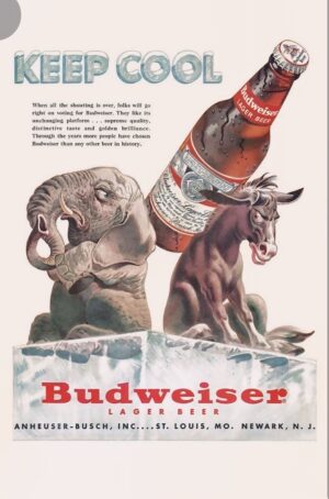 Budweiser Lager Beer Keep Cool Bull Advertisement Wall Art