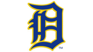 Blue and Gold Stylized Mascot Emblem Graphic