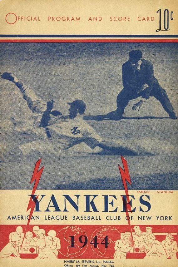 1944 Yankees Baseball Program and Score Card Cover