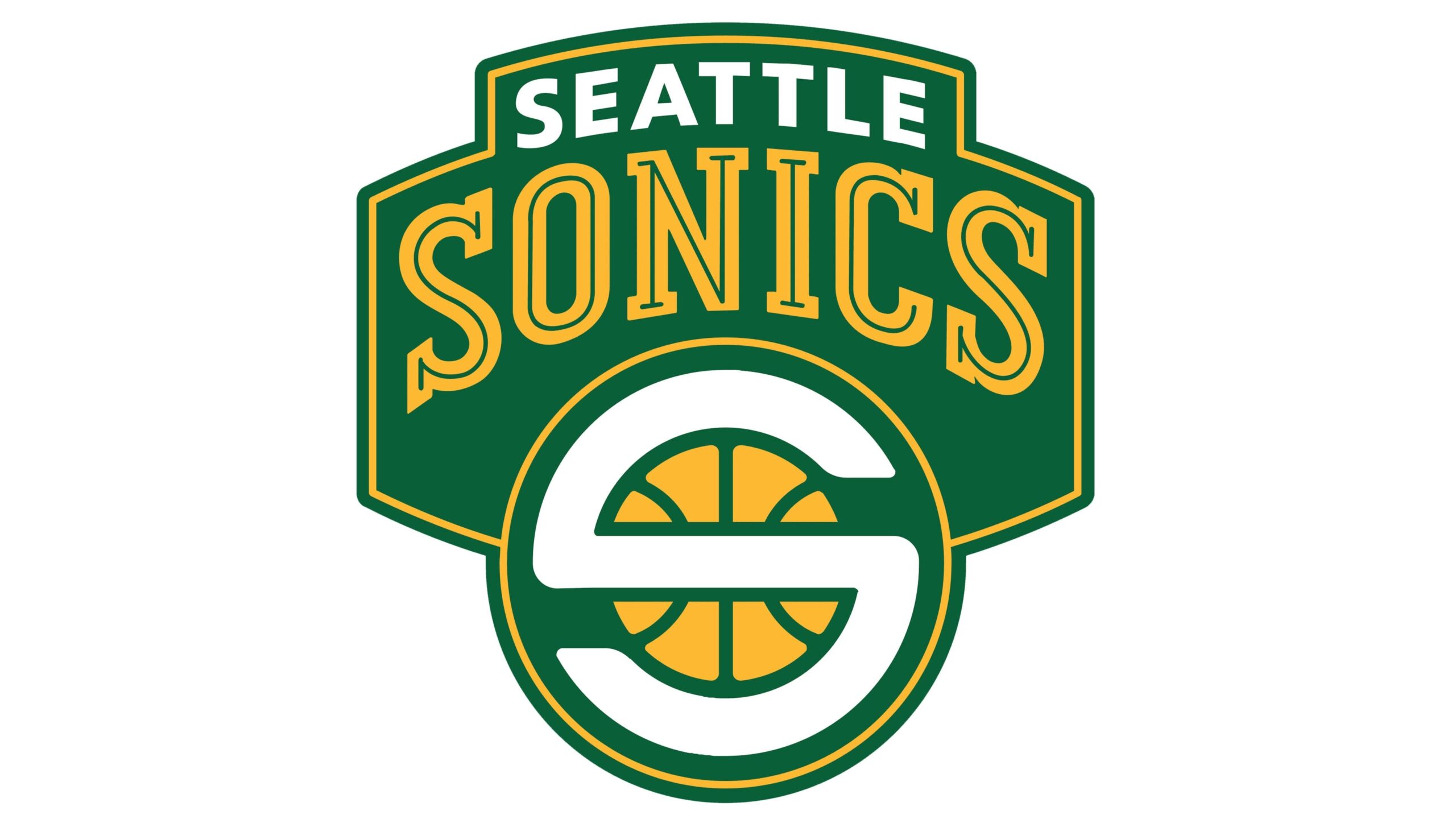 Seattle Sonics Green and Gold Basketball Graphic