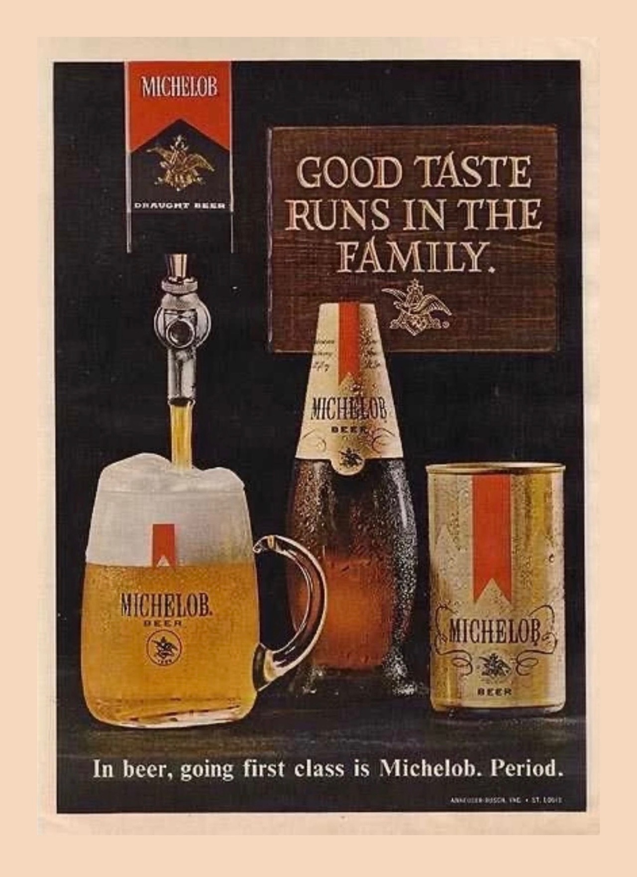 Michelob Beer Advertisement Print – Good Taste Runs in the Family