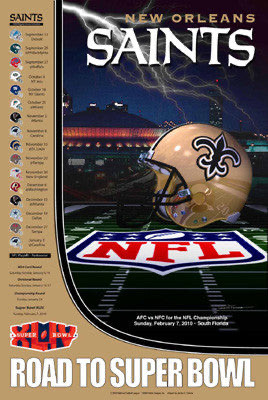 New Orleans Saints Road to Super Bowl Football Poster