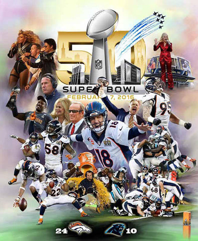 Super Bowl 50 Broncos vs Panthers Football Collage