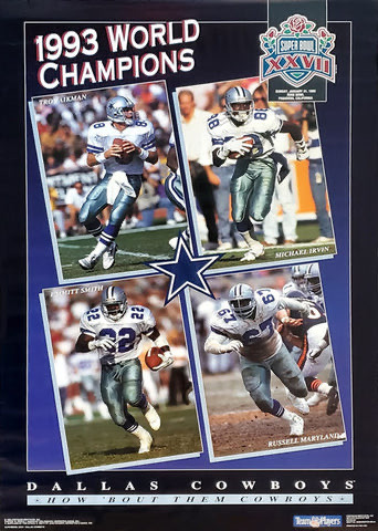 1993 Dallas Cowboys World Champions Football Poster