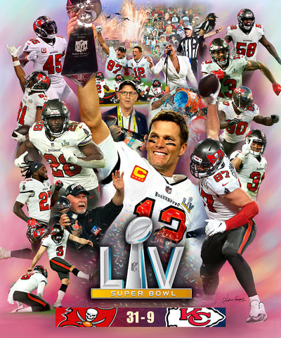 Super Bowl LV Buccaneers vs Chiefs Football Collage Wall Art
