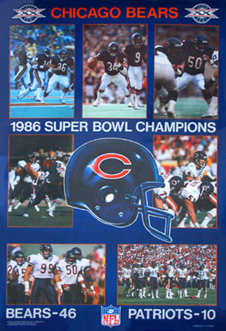 Chicago Bears 1986 Super Bowl Champions Football Collage