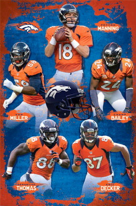 Denver Football Legends Orange and Blue Collage Wall Art