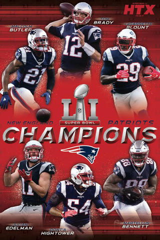 New England Football Champions Super Bowl LI Collage Poster