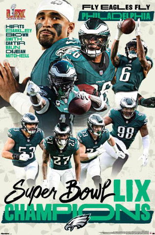 Philadelphia Football Super Bowl LIX Champions Collage Poster