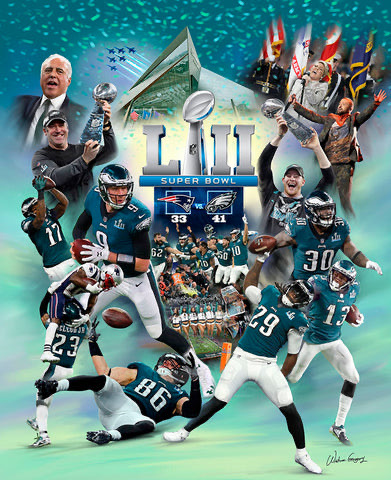 Philadelphia Eagles Super Bowl Football Collage Print
