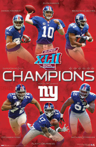 New York Giants Super Bowl XLII Champions Football Poster