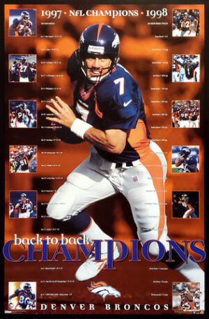 Denver Broncos Back-to-Back Champions Football Poster