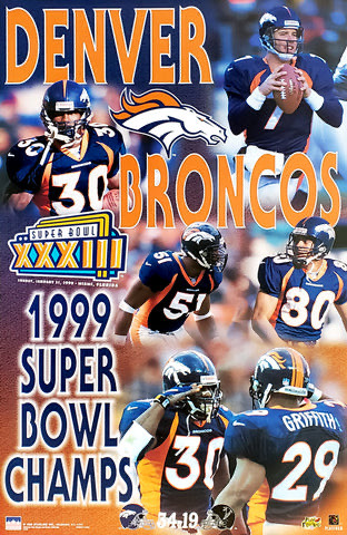 Denver Broncos 1999 Super Bowl Champions Football Poster