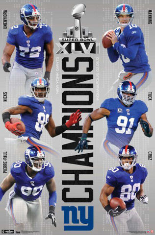 New York Giants Super Bowl XLVI Champions Football Poster