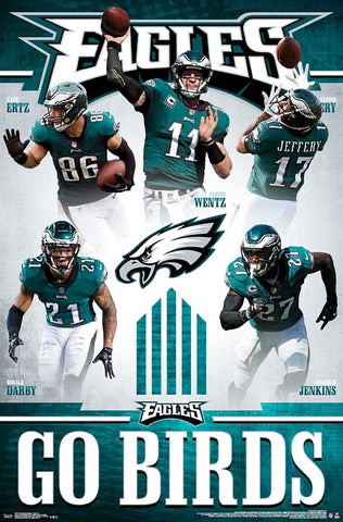 Eagles Go Birds Football Player Collage Poster