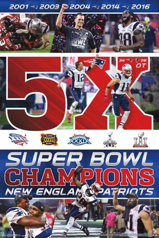 New England Patriots Super Bowl Champions Collage Wall Art