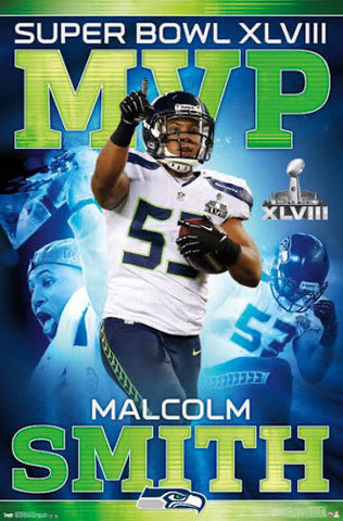 Malcolm Smith Super Bowl XLVIII Football Poster