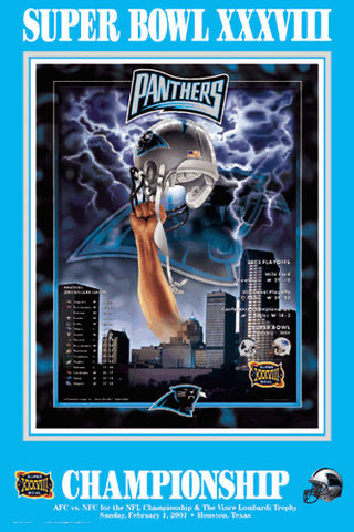 Super Bowl XXXVIII Panthers Championship Football Poster