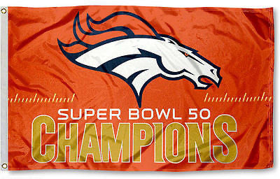 Orange Super Bowl 50 Champions Broncos Banner