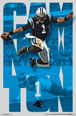 Cam Newton Football Action Blue Collage Wall Art