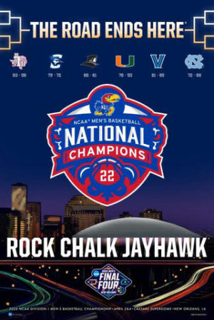 2022 Kansas Jayhawks National Champions Basketball Poster