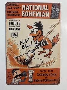 National Bohemian Baseball Bird Vintage-Style Wall Sign