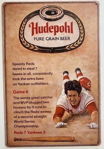 Hudepohl Pure Grain Beer Baseball Game 4 Retro Printed Sign