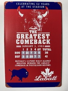 Buffalo Football Greatest Comeback Red and Blue Wall Sign