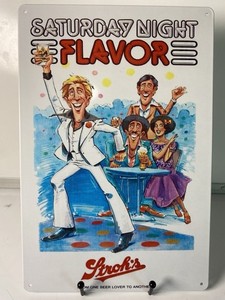 Saturday Night Flavor Retro Music Illustrated Metal Sign