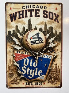 Chicago White Sox Vintage-Style Baseball Skyline Wall Sign