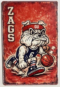 ZAGS Bulldog Basketball Distressed Wall Sign