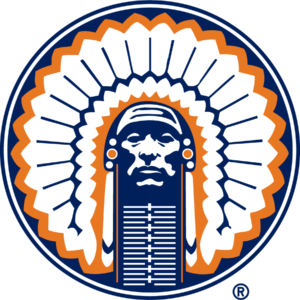 Navy and Orange Feathered Headdress Portrait Graphic