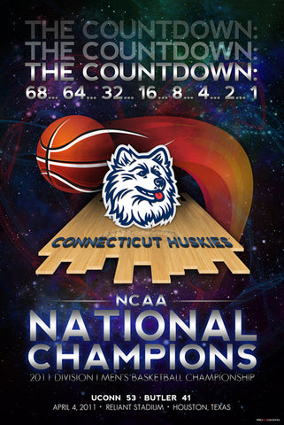Connecticut Huskies 2011 National Champions Basketball Poster